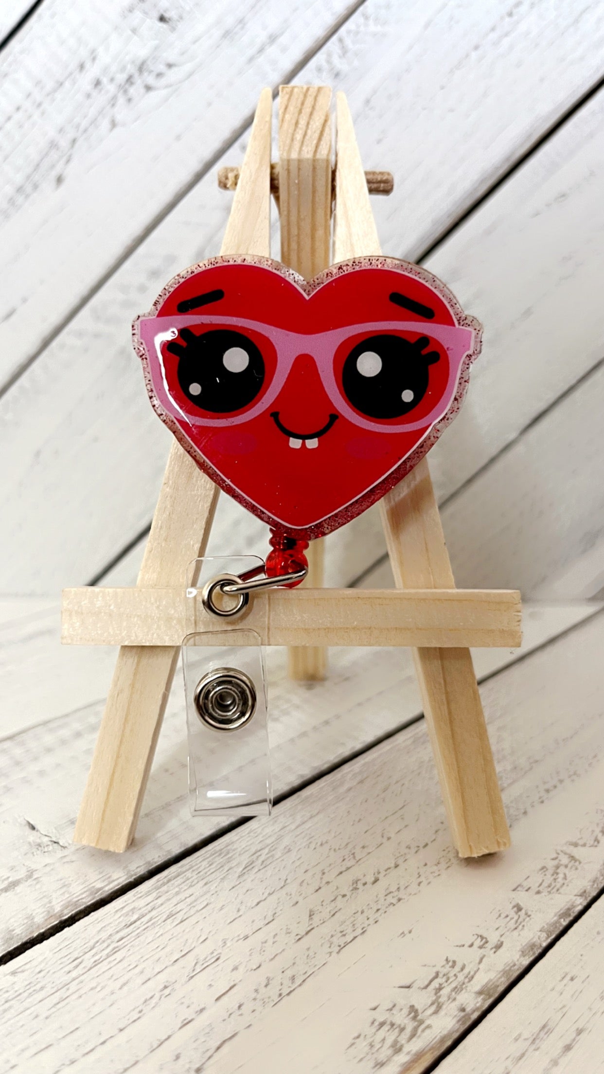 Heart With Glasses Badge Reel