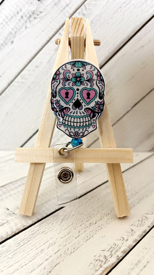 Painted Skull Badge Reel